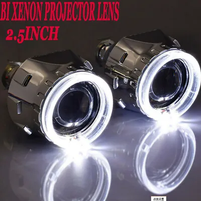 $41.99 • Buy 2.5   HID Bi Xenon Projector Lens Square LED Angel Eyes Retrofit Headlight DRLS