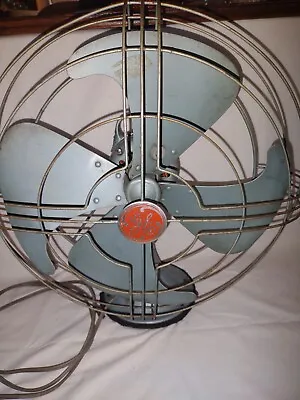 Vintage GE General Electric Vortalex 18  3 Speed Metal Cage Oscillating Fan • $199.95