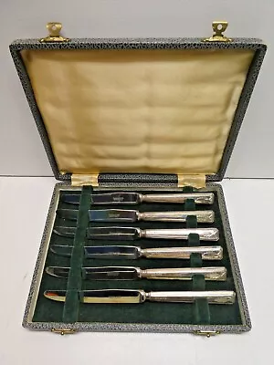 Mappin Webb Sterling Silver Stainless Steel Blade Set 6 Boxed Knives 1947 Deco • $157.68