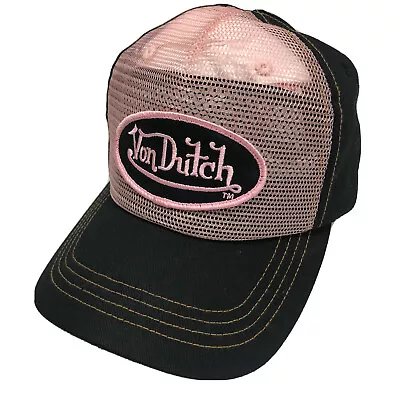 NoS New Vtg 80 90's VoN DUTCH Originals Pink Black Mesh TRUCKER Hat Snapback Cap • $99.99