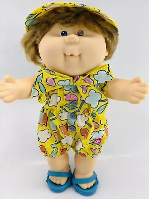 1983 Cabbage Patch Kids Splashin Kids Hard Body Brown Hair Swimsuit Hat Shoes • $39.99