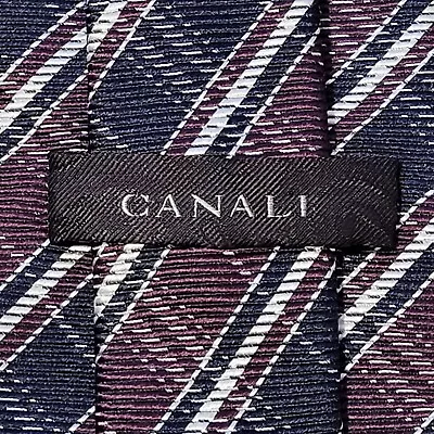 Canali Men's Tie Pink Blue 3D Effect Geometric 100% Silk Made In Italy Classic • $25.50