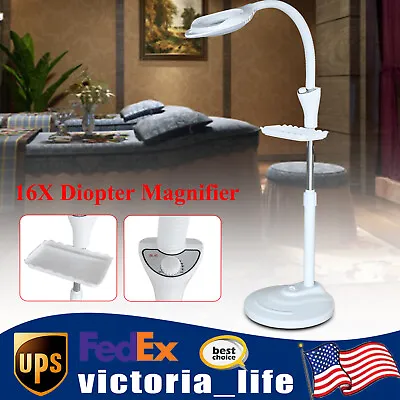 16x Diopter LED Magnifying Floor Stand Lamp Glass Lens Facial Gooseneck Magnifie • $32