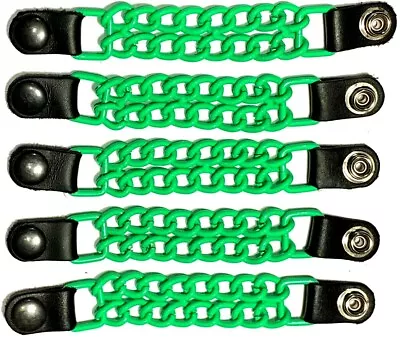 5 Neon Green Powder Coated Double Chain Motorcycle Vest Extenders Made In Usa • $29.99