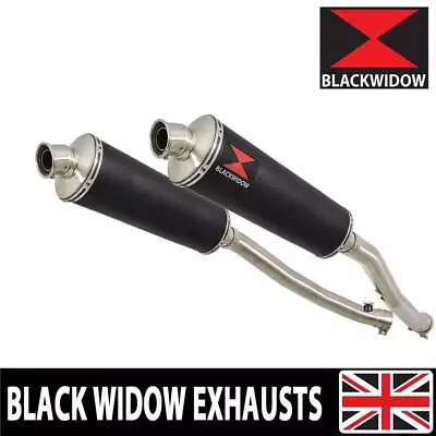 ZZR 1400 ZX14 Ninja 2008-2011 4-2 Exhaust Silencers Oval Black Stainless BN40V • £289.99