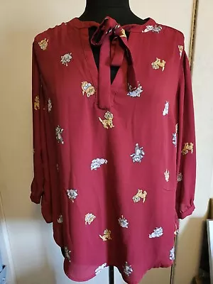 Disney Aristocats Cats Georgette Pussy Bow Peasant Blouse Torrid 0/12 • $49