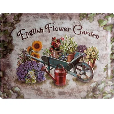 Retro Vintage English Flower Garden Flower House Home Outdoor Metal Wall Sign • £4.99