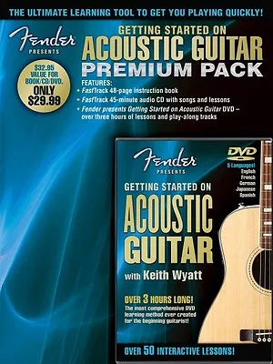 Fender Presents Getting Started On Acoustic Guitar Premium Pack NEW 000696650 • $44.07