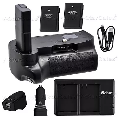 Battery Grip For Nikon D3100 D3200 D3300 +2x EN-EL14 Battery +AC/DC Dual Charger • $86.99