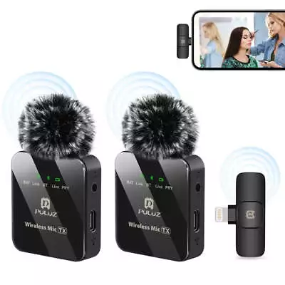 PULUZ Wireless Lavalier Microphone For IPhone / IPad 8-Pin Receiver And Dual Mi • £40.99