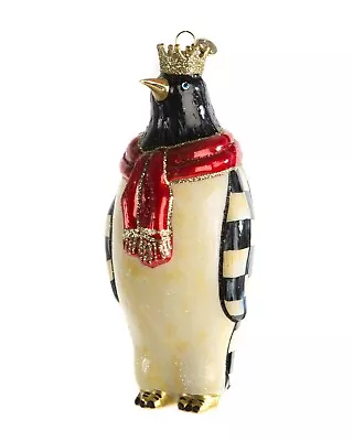 MacKenzie-Childs King PENGUIN Courtly Check Glass Ornament New In Box - Retired • $325