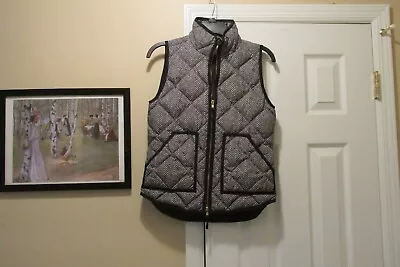 J. Crew Quilted Padded  Gray/Cream/Black Herringbone Pattern Two Pocket Vest XXS • $15