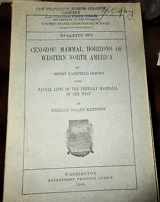 Geology Paleontology Fossil Mammals 1909 William Diller Matthew Henry F. Osborn • $17.99