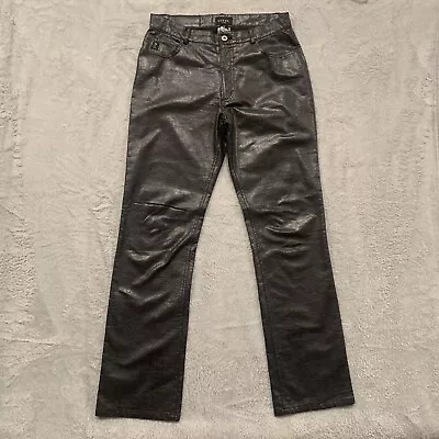 Vintage GUESS Jeans Pants Black Pleather Womens 29 Feaux Leather 80s 90s Biker • $32