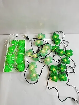 $32.95 • Buy St.Patrick's Day Shamrock Melted Plastic Popcorn String Lights Lot Of 3 Vintage