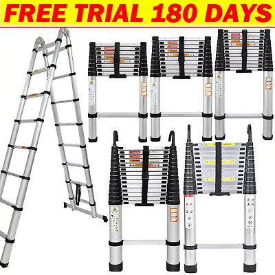 8.5Ft-20.5Ft Telescoping Folding Ladder Aluminum Extension Max Capacity 330 Lbs • $93.70