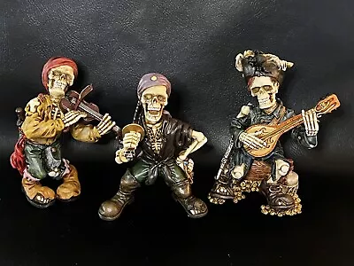 Veronese Skeleton Pirate Band Figure Playing Flute Spider - 6” Resin ~ Set Of  3 • $60