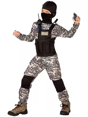 Boys Military Special Forces Camo Navy Seal Jumpsuit Halloween Costume M (8) • $32.99