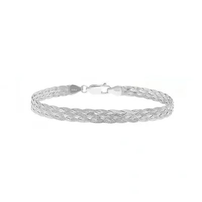 925 Sterling Silver 9MM Braided Herringbone Chain Bracelet 7.5  Inch - 3 Colors • $14.99