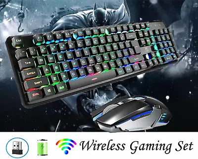 $29.99 • Buy 104 Keys Keyboard And Mouse Wireless Rechargeable Gaming Set Rainbow LED For PS4