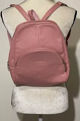 NEVENKA Pink Pebbled Leather Handbag Backpack Tote Adjustable Straps Pockets • $99.48