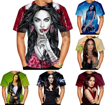 Megan Fox Plus Size O Neck 3D Printing Loose Men's And Women's T-shirt Tops Tee • £9.59