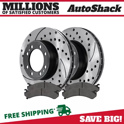 $94.11 • Buy Front Drilled Slotted Brake Rotors Black & Pads For Chevy Silverado 2500 HD V8