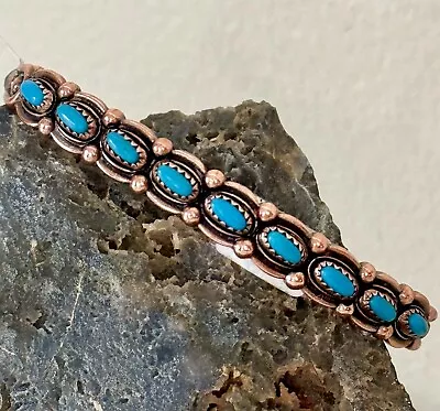 Southwestern Copper And Turquoise Cuff Bangle Bracelet Made In USA • $20