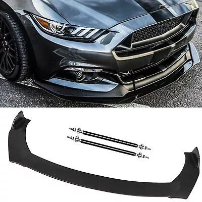 Carbon Fiber Front Bumper Lip Splitter Spoiler + Strut Rods For Ford Mustang1 • $39.99