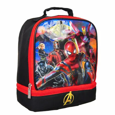 MARVEL Avengers Dual Compartment Insulated Lunch Bag Kids Boys School Snack Box • $9.45