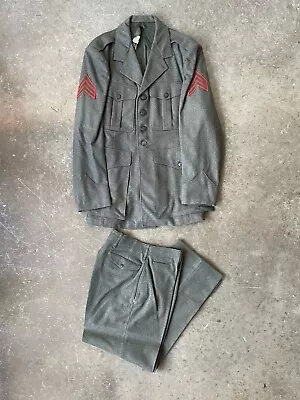 Vintage Alpha USMC WW2 Green Wool Dress Uniform Jacket & Pants Set WWII • $99