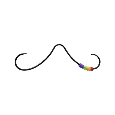 16G Black Mustache Septum Nose Ring Hoops Rainbow O Rings Rollie Fingers Jewelry • $17.25