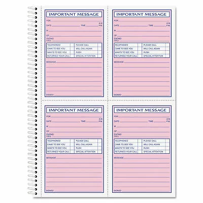 TOPS Telephone Message Book Fax/Mobile Section 5 1/2 X 3 3/16 Two-Part 200/Book • $11.98