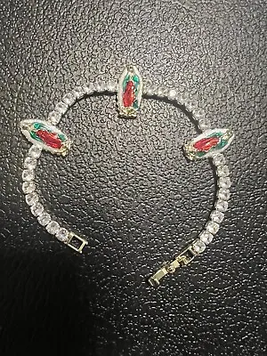 Our Lady Guadalupe Gold Plated Bracelet Virgen De Guadalupe Oro Laminado Red Gre • $25.45