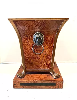 Vtg. Castillian Imports ? Faux Bois Lion Handle Metal Feet Pot/urn Gold Regency • $59.95