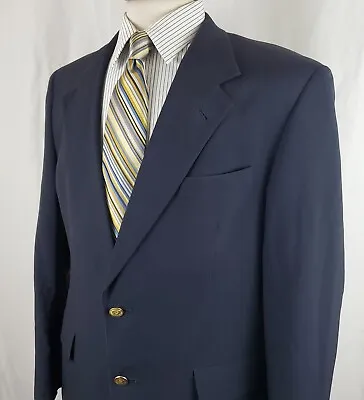 Hart Schaffner & Marx Navy Blue Blazer Sport Coat 40S Wool Two Button Vintage • $34.99