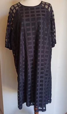$29 • Buy ASOS Curve Black Lined Lace Dress Size  18-20 3/4 Lace Mesh Sleeves Knit Lining