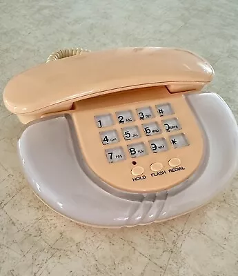 Vtg Columbia Landline Clam Shell Phone Peach Shellphone Retro 80s 90s • $25