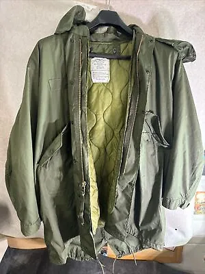 Us Military Vintage M65 Fishtail Parka With Hood And Liner Size Medium • $280
