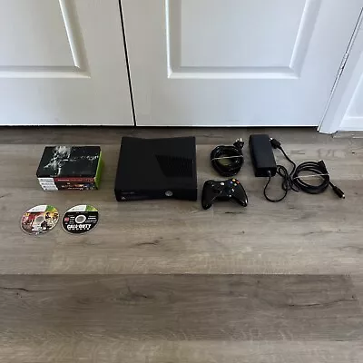 Xbox 360 Slim Black Wi-Fi Console 250gb HDMI Genuine Controller 7 Games Exc Cond • $115