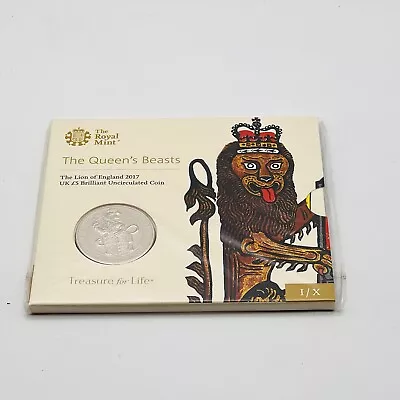 2017 RM The Queen’s Beasts Lion Of England Brilliant Unc £5 Coin Sealed Pack.. • £8.99