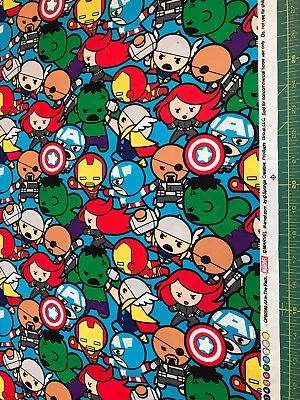 Kawaii Avengers Super Hero Marvel 100% Cotton  Fabric Sold By The Yard #865 • $8.79