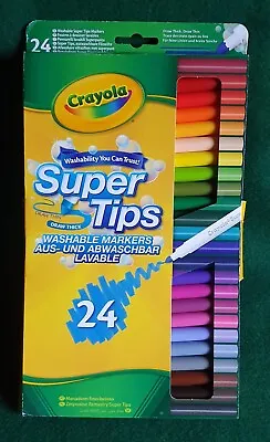 New! Crayola Supertips Washable Markers ~ 24 Pack ~ Multi-coloured Felt Tip Pens • £8.99