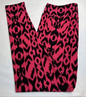 NEW LuLaRoe TC Leggings HOT PINK BLACK Ethnic TRIBAL Line Tattoo Abstract Stripe • $19.56