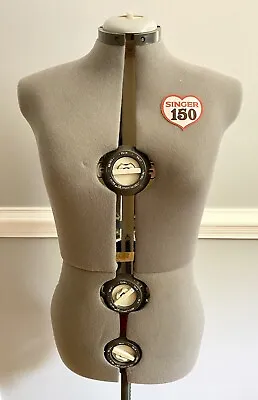 $149 • Buy Singer Model 150 Dial Adjustment Seamstress Mannequin Dress Form Grey With Stand
