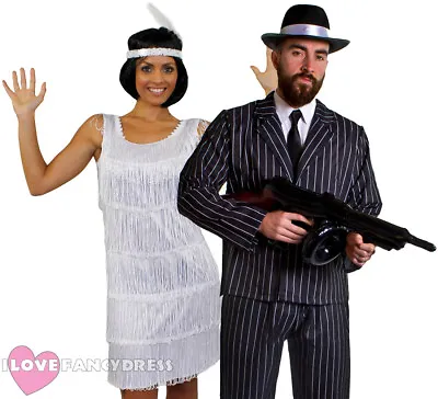 £39.99 • Buy Couples Gangster And Flapper Costumes 1920's Fancy Dress The Great Gatsby Party
