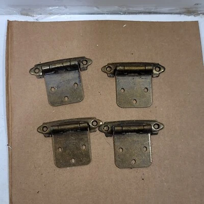 $9.46 • Buy Vintage Cabinet Hinges Bronze Tone Metal Lot Of 4