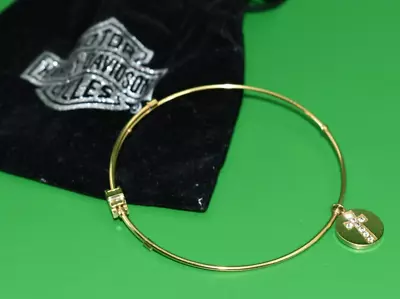 Harley Davidson Women's Gold-Tone Bling Crystal Cross Bangle Bracelet MOD HD • $31.15