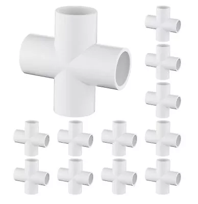 12 Pack 3/4  Cross Pvc Fitting Connector 4-Way Cross Furniture Grade Elbow Fitt • $20.56