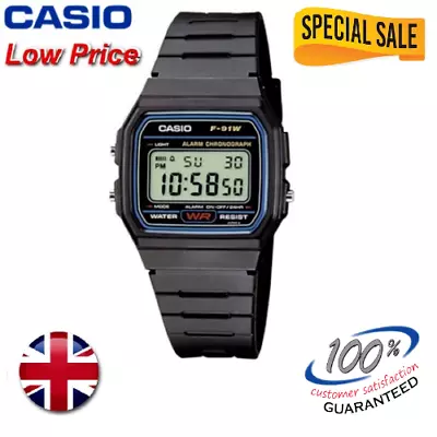 View Details Original Casio Class Digital Watch With Resin Strap In Black -Water Splush F91 • 4.89£